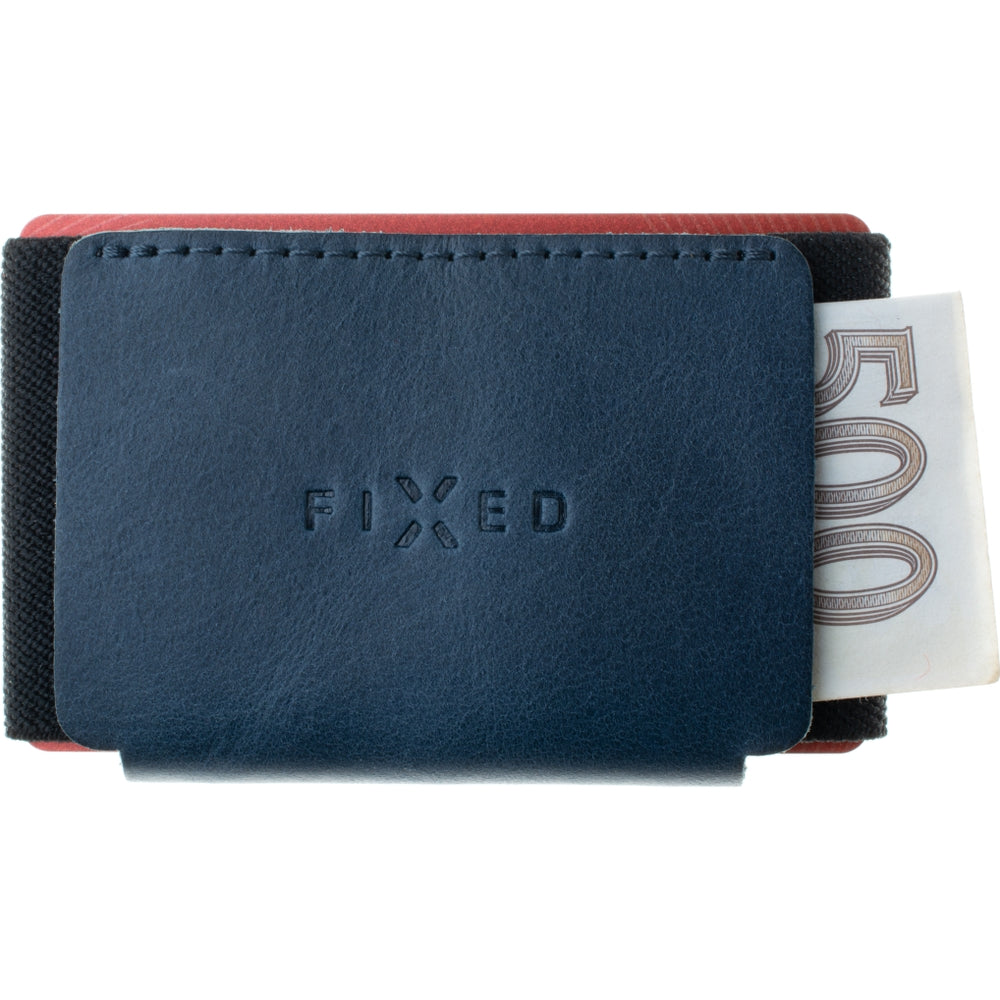 Kartenetui aus Echtleder für Karten und Geldscheine, Fixed Tiny Wallet, Blau