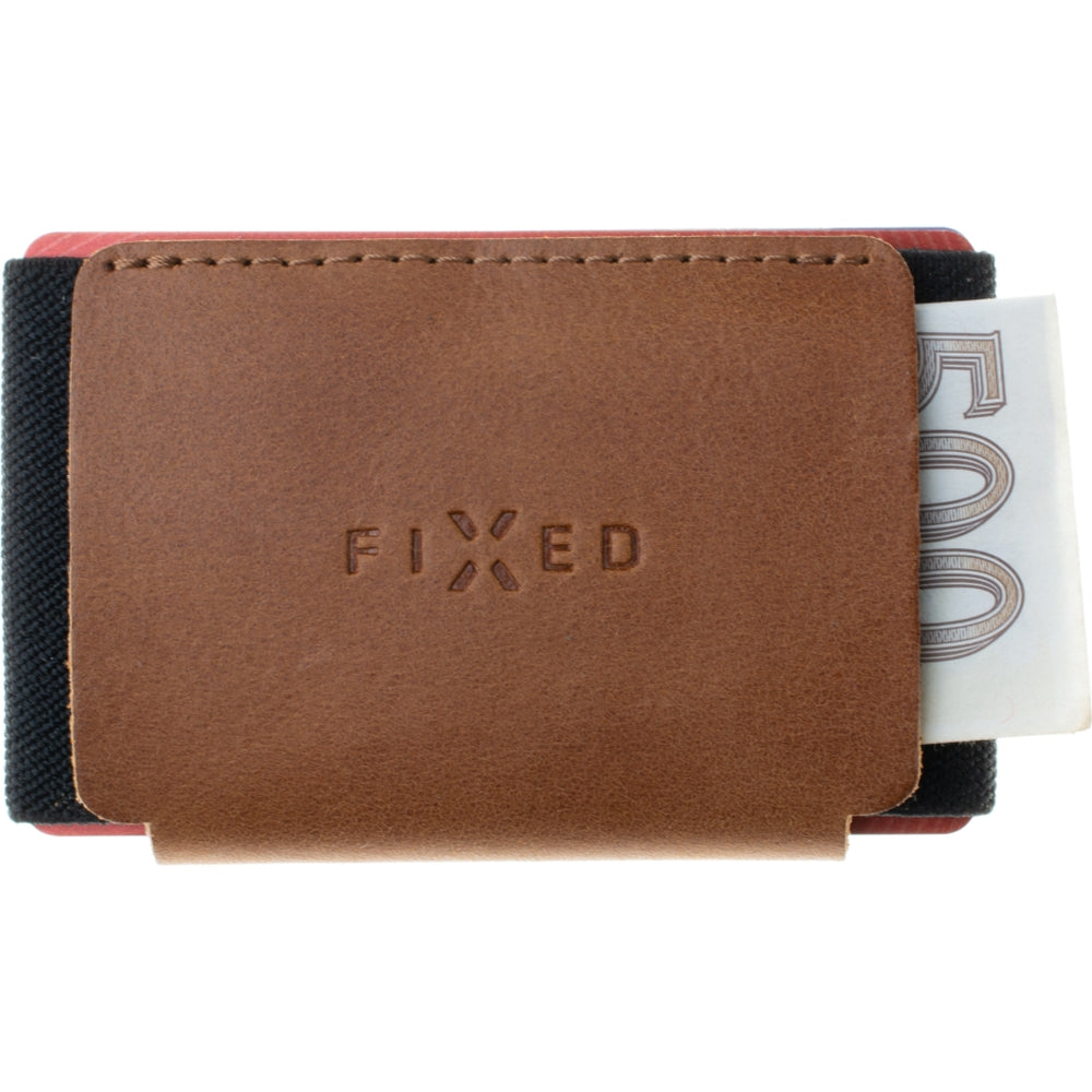 Kartenetui aus Echtleder für Karten und Geldscheine, Fixed Tiny Wallet, Braun