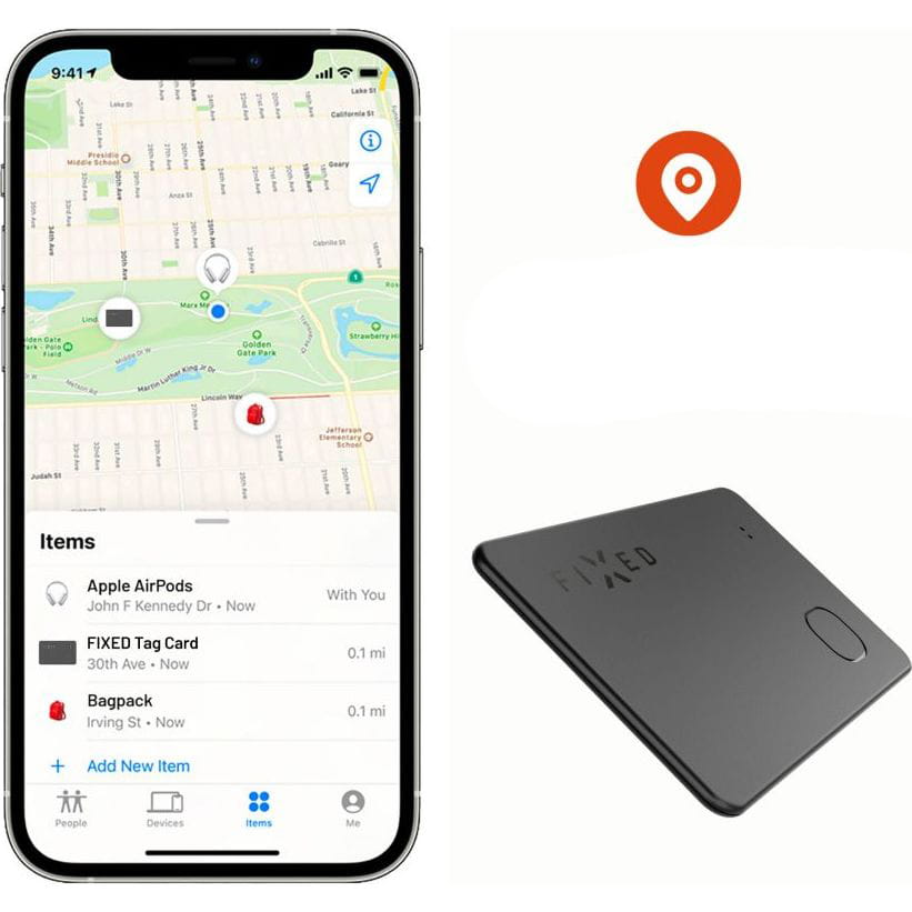 Locator, Fixed Card Smart Tracker Find My, Bluetooth, Schwarz