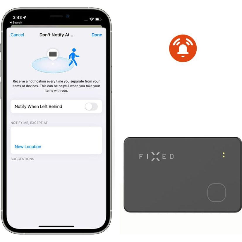Locator, Fixed Card Smart Tracker Find My, Bluetooth, Schwarz