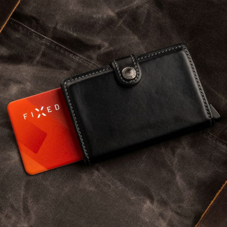 FIXED Tag Card Tracker in Orange, schlanke Kreditkartengröße in Geldbörse für Apple Find My, Bluetooth-Tracker für Sicherheit.
