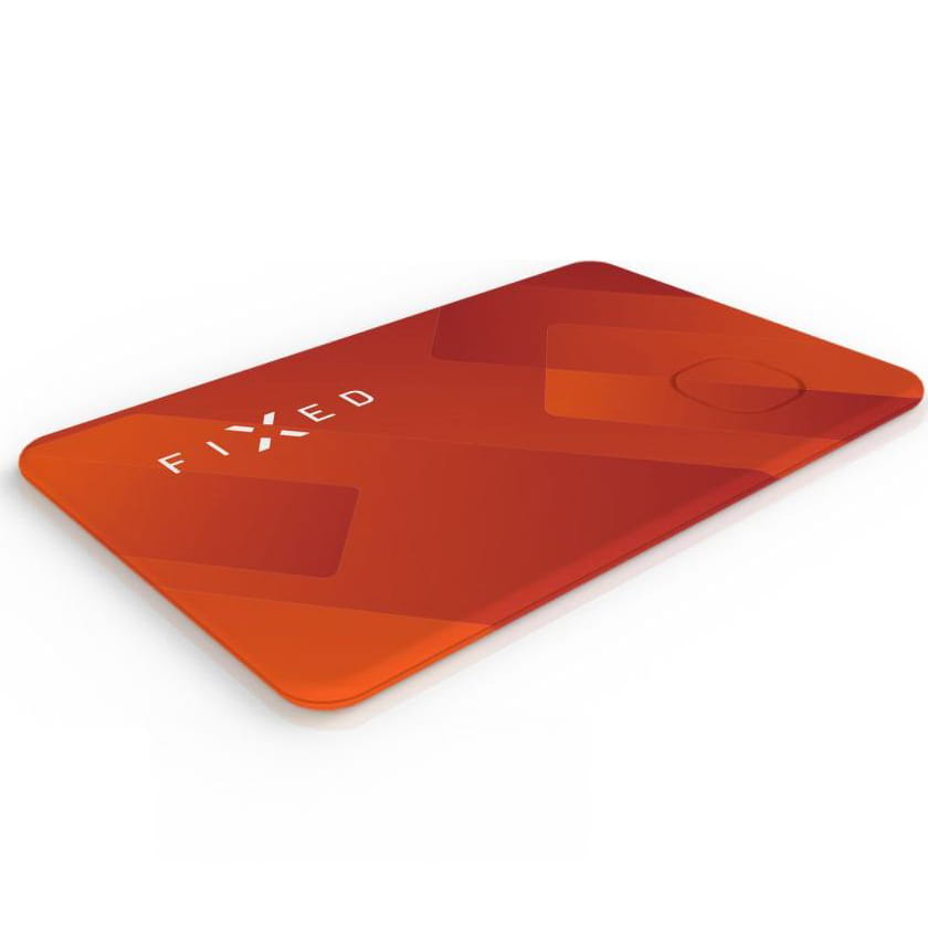 Bluetooth-Tracker FIXED Tag Card in Orange für Apple-Geräte, ideal für die Find My Funktion. Schlankes, kreditkartenähnliches Design.