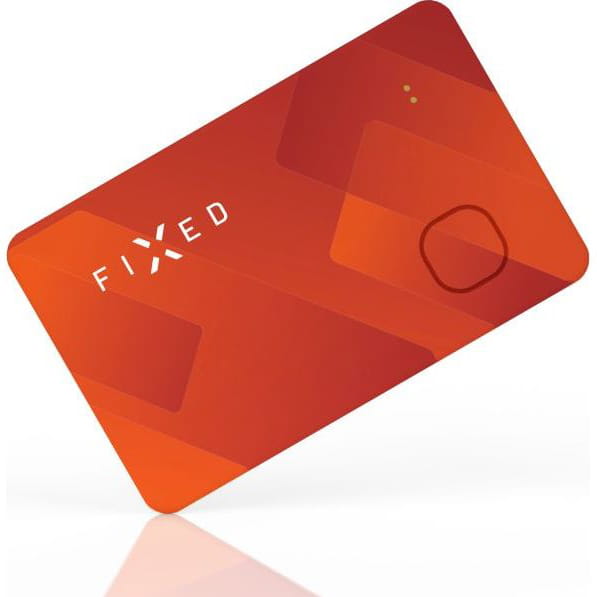 FIXED Tag Card Bluetooth-Tracker in Orange, schlank wie eine Kreditkarte, für die Find My Funktion bei Apple-Geräten.