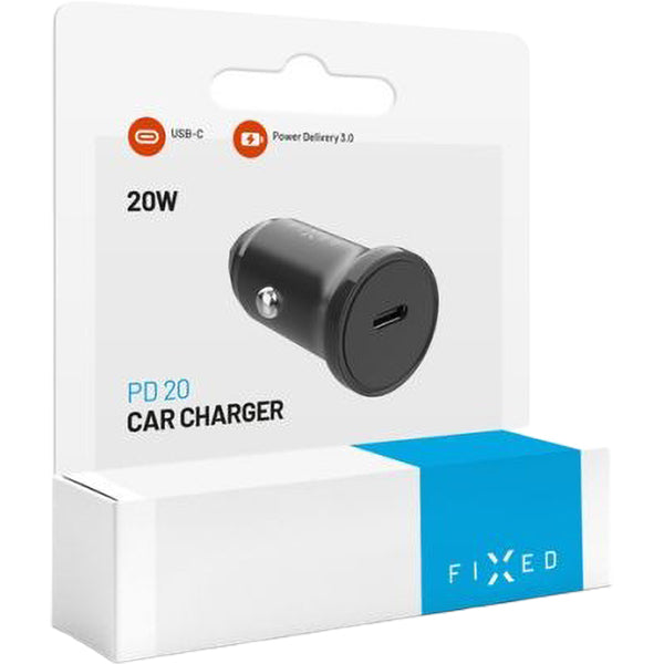 Autoladegerät mit USB-C PD 20W, Fixed Car Charger, Schwarz
