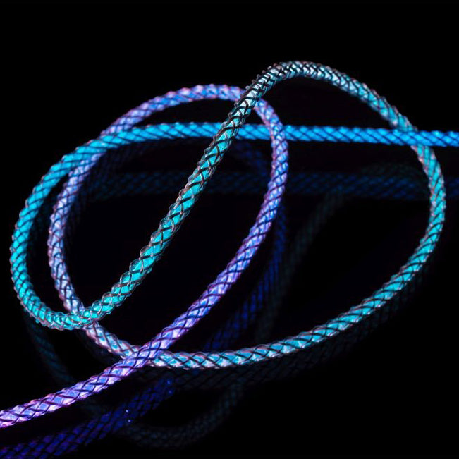 Kabel USB-C PD 60W mit RGB-Beleuchtung, Fixed Glowing Rainbow, 1.2 m, Mehrfarbig