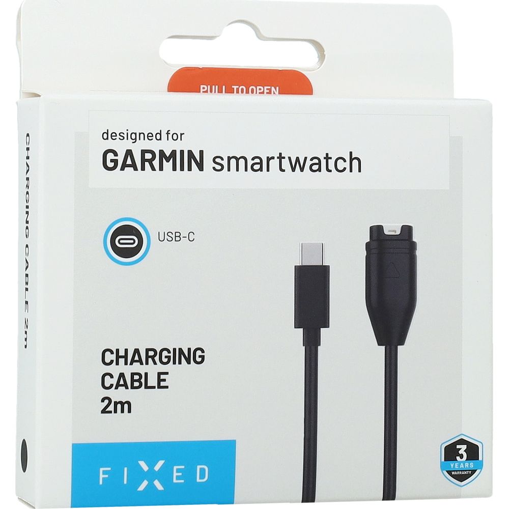 Kabel USB-C für Garmin Smartwatches, Fixed USB-C Charging Cable, 2 m, Schwarz