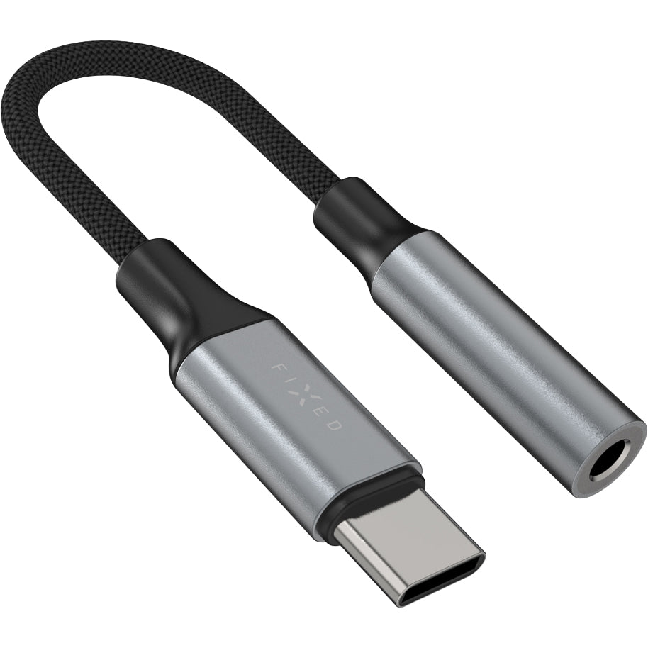 Adapter Audio USB-C (Stecker) auf 3.5 mm Klinke (Buchse), Fixed Link, Dunkelgrau