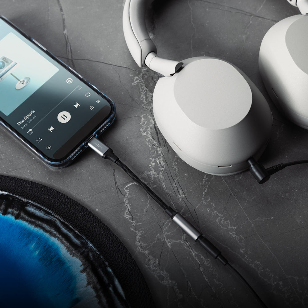 Adapter Audio USB-C (Stecker) auf 3.5 mm Klinke (Buchse), Fixed Link, Dunkelgrau