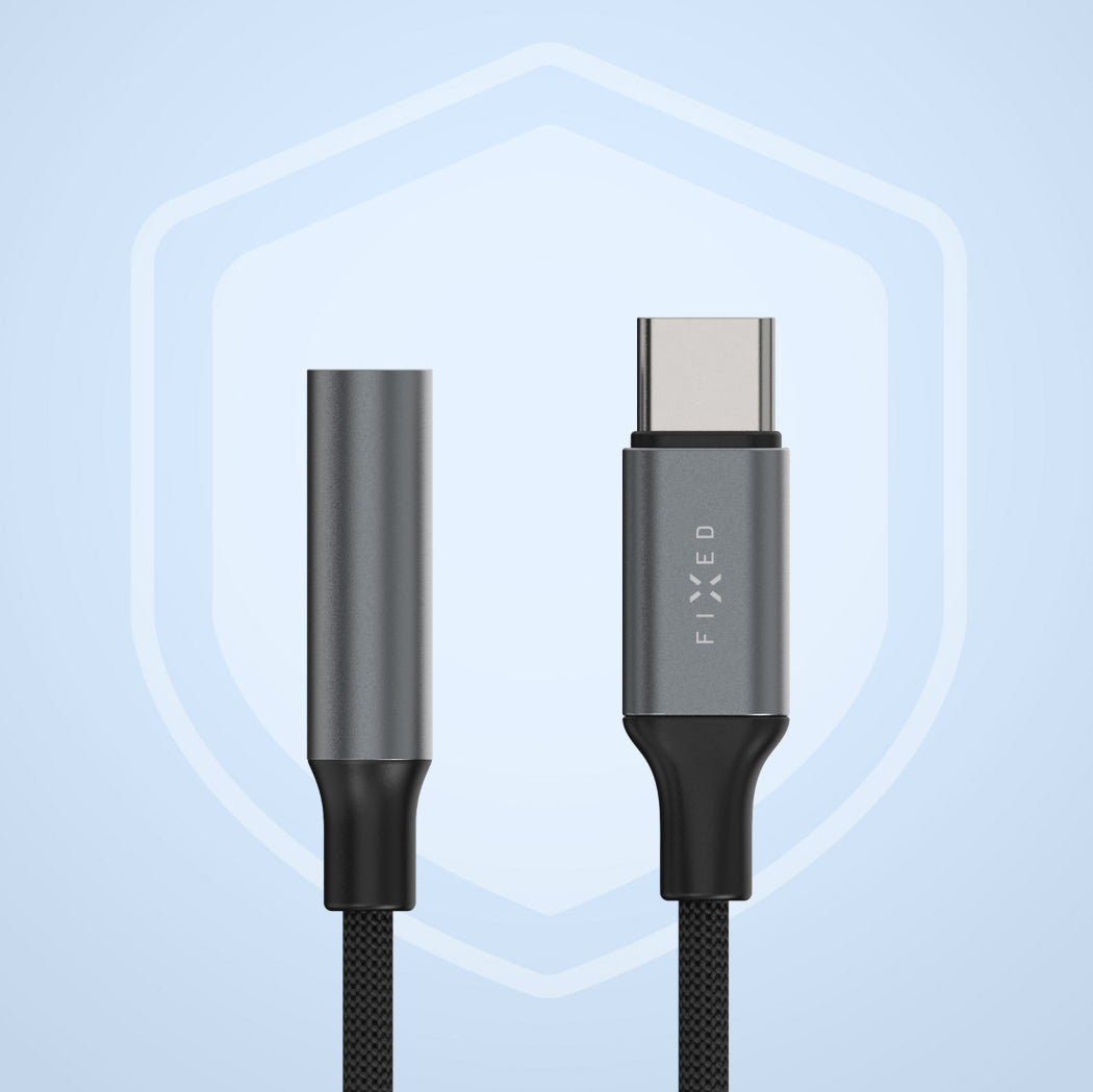 Adapter Audio USB-C (Stecker) auf 3.5 mm Klinke (Buchse), Fixed Link, Dunkelgrau