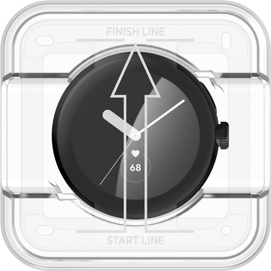 Hybridglas Spigen Film ProFlex EZ Fit für Google Pixel Watch, schwarzer Rahmen