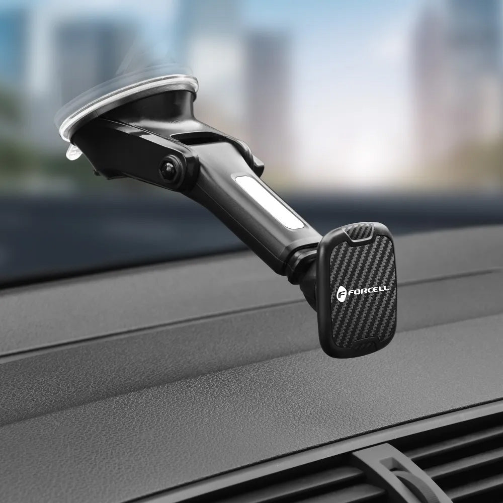 Magnetische Handy-Halterung für Windschutzscheiben, Forcell CARBON H-CT327, Schwarz