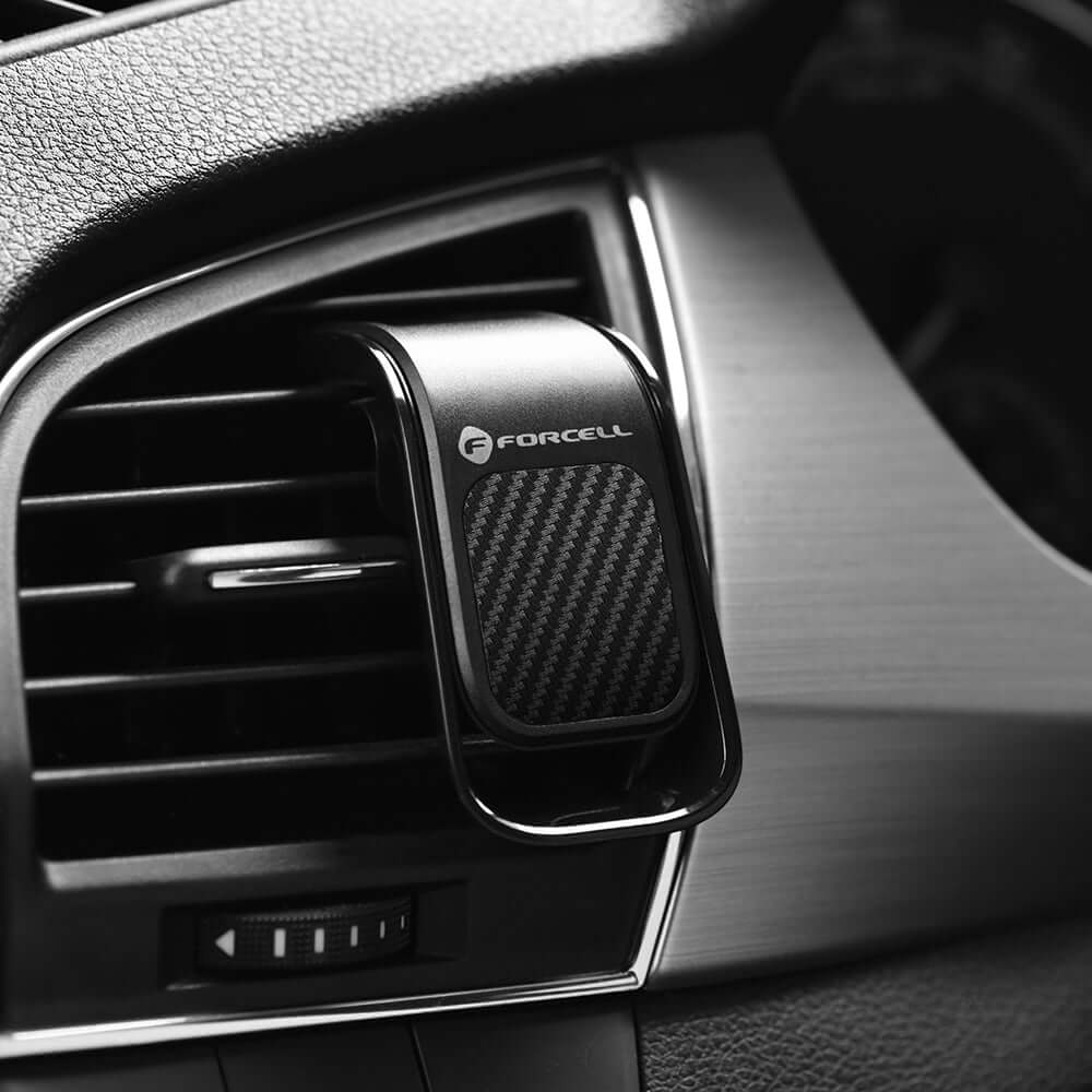 Autohalterung für Lüftungsgitter / Rundgitter, Magnetische, Forcell F-Grip Carbon B060, Schwarz
