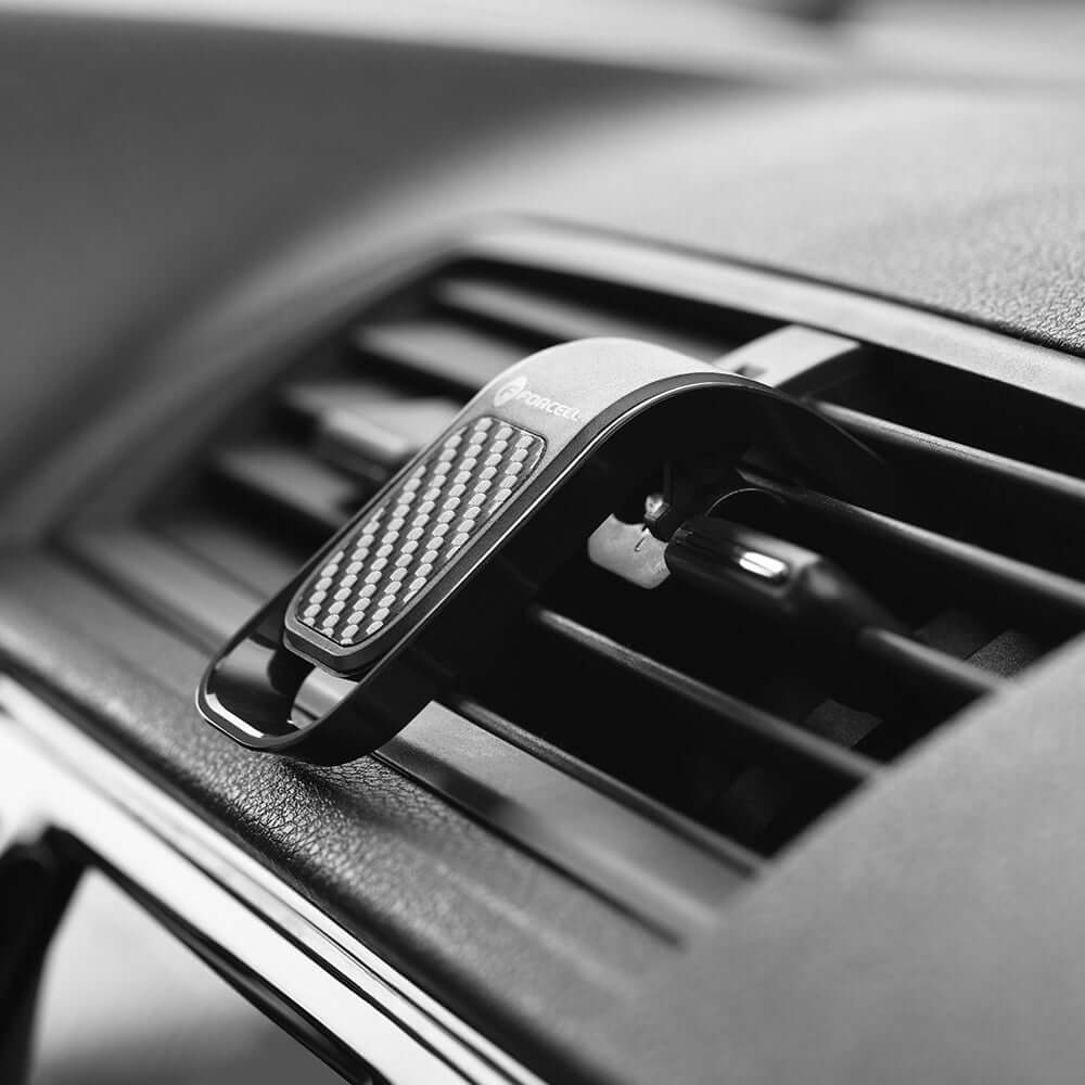 Autohalterung für Lüftungsgitter / Rundgitter, Magnetische, Forcell F-Grip Carbon B060, Schwarz