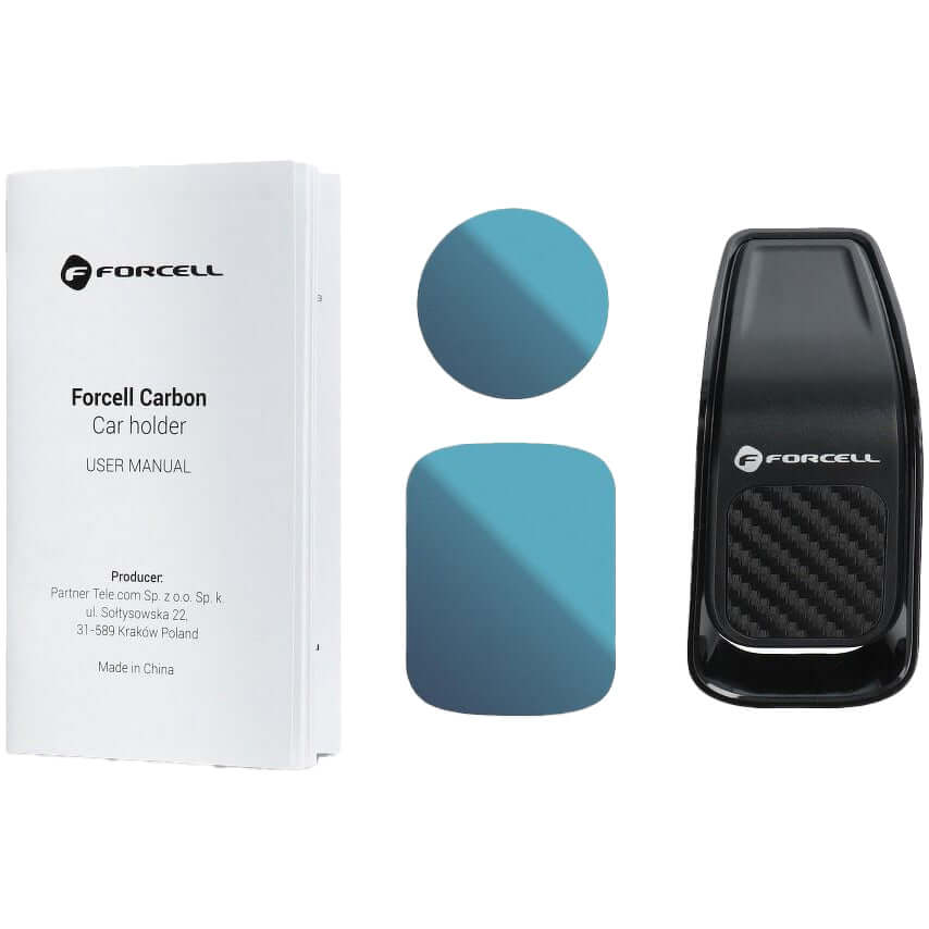 Autohalterung für Lüftungsgitter / Rundgitter, Magnetische, Forcell F-Grip Carbon B060, Schwarz