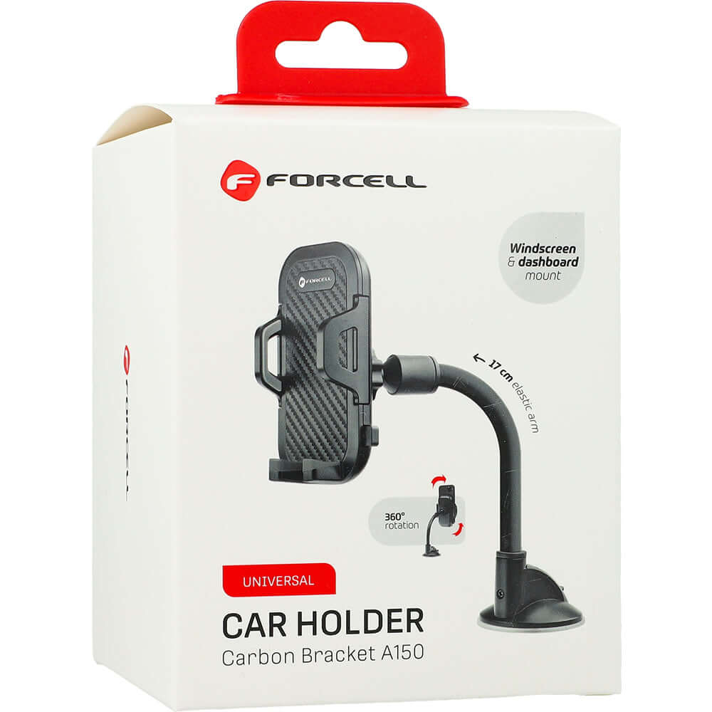 Autohalterung für Windschutzscheibe, Forcell F-Grip Carbon Bracket A150, Schwarz