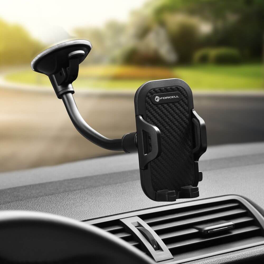 Autohalterung für Windschutzscheibe, Forcell F-Grip Carbon Bracket A150, Schwarz