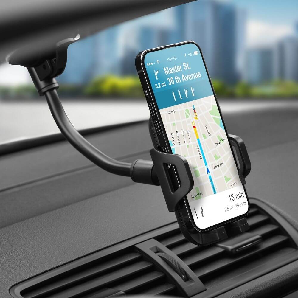 Autohalterung für Windschutzscheibe, Forcell F-Grip Carbon Bracket A150, Schwarz
