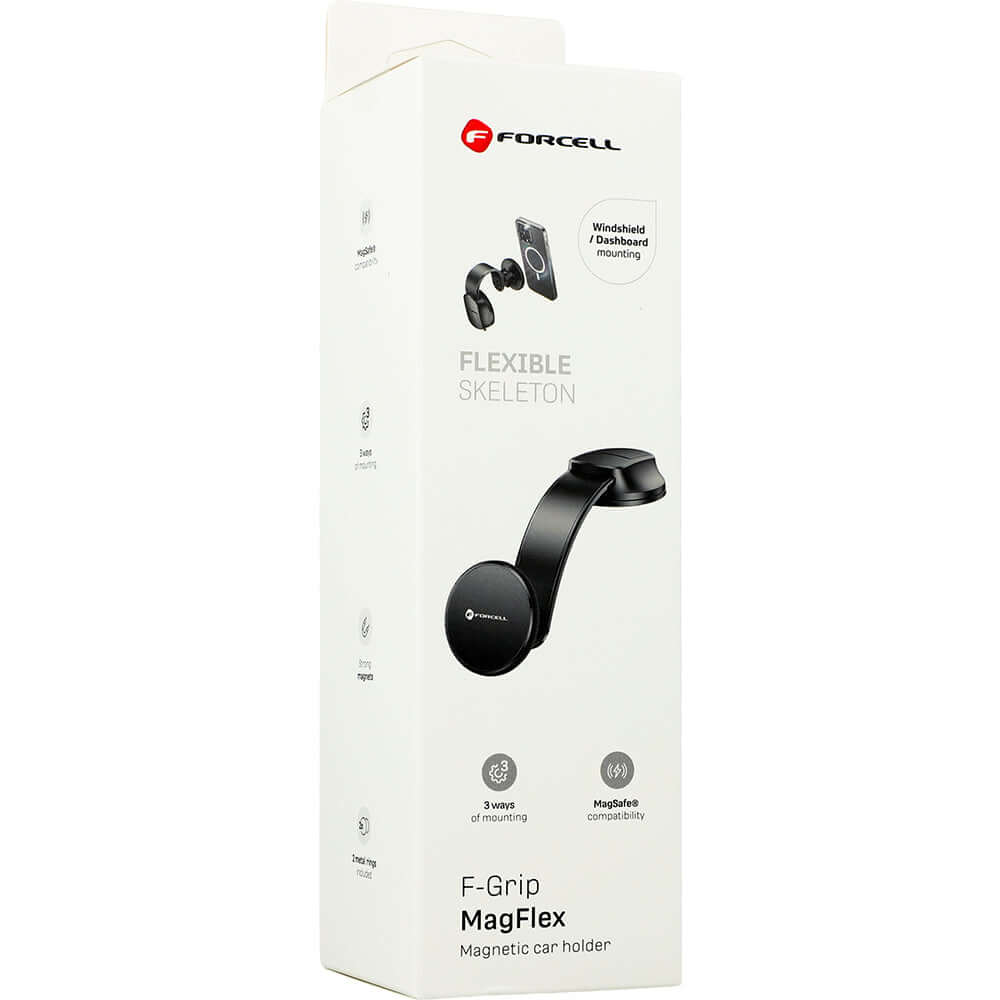 Autohalterung für Windschutzscheibe und Armaturenbrett, Magnetische für MagSafe, Forcell F-Grip MagFlex, Schwarz