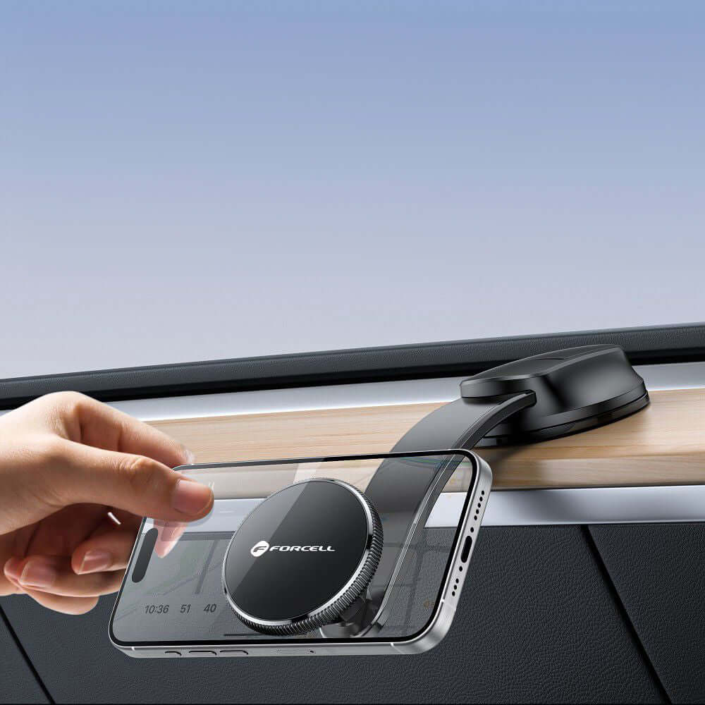 Autohalterung für Windschutzscheibe und Armaturenbrett, Magnetische für MagSafe, Forcell F-Grip MagFlex, Schwarz
