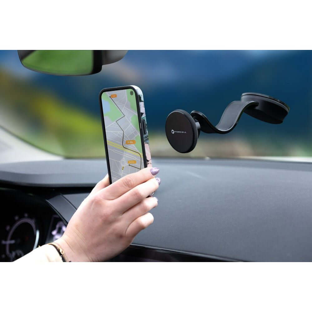 Autohalterung für Windschutzscheibe und Armaturenbrett, Magnetische für MagSafe, Forcell F-Grip MagFlex, Schwarz