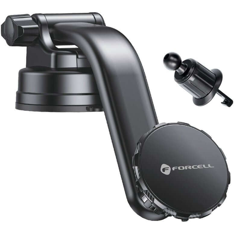 Autohalterung für Armaturenbrett/Glas/Lüftungsöffnungen, Magnetische Forcell F-Grip MagLuxe, Schwarz