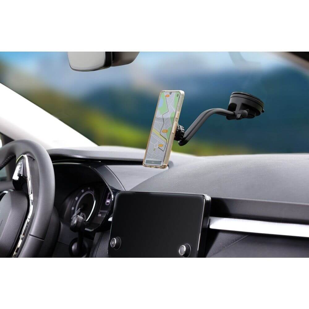 Autohalterung für Armaturenbrett/Glas/Lüftungsöffnungen, Magnetische Forcell F-Grip MagLuxe, Schwarz