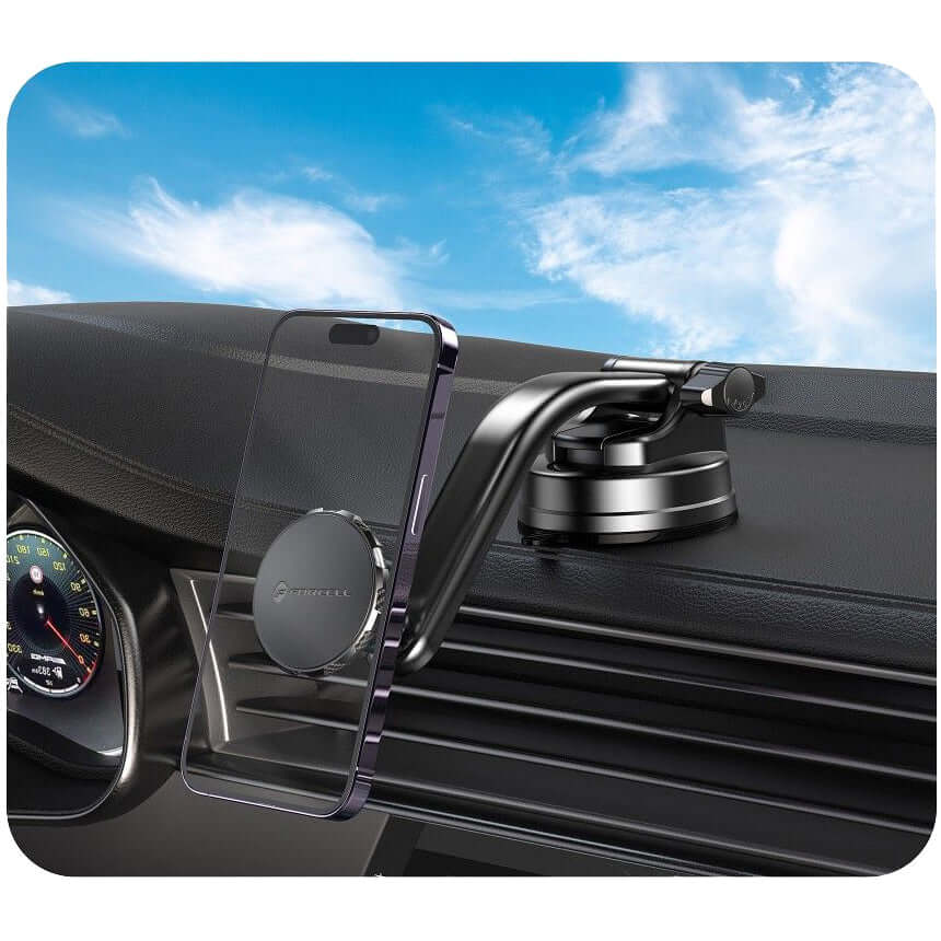 Autohalterung für Armaturenbrett/Glas/Lüftungsöffnungen, Magnetische Forcell F-Grip MagLuxe, Schwarz