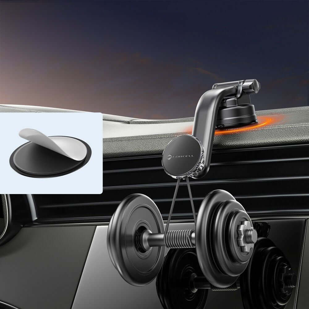 Autohalterung für Armaturenbrett/Glas/Lüftungsöffnungen, Magnetische Forcell F-Grip MagLuxe, Schwarz
