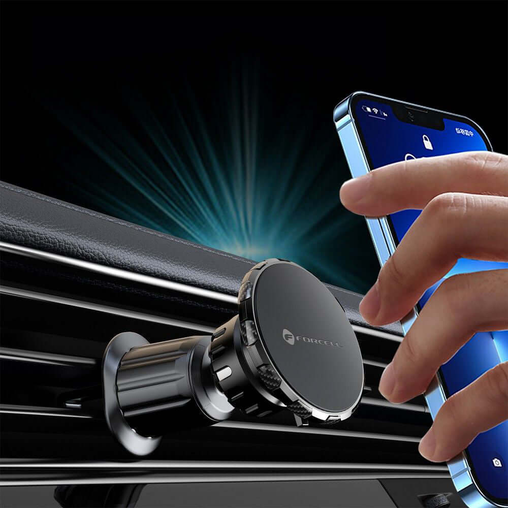 Autohalterung für Armaturenbrett/Glas/Lüftungsöffnungen, Magnetische Forcell F-Grip MagLuxe, Schwarz
