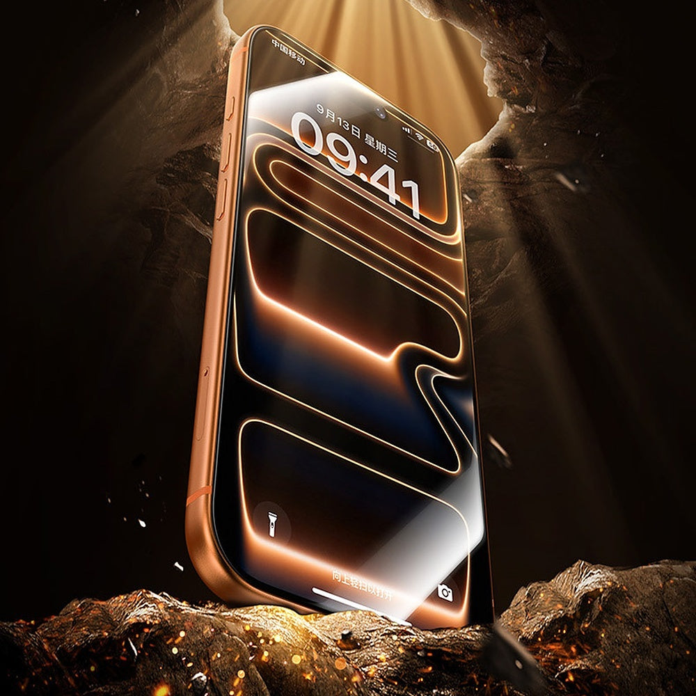 Displayschutzglas für iPhone 17 / 16 Pro, Benks Glass Warrior 2.0 AR-EZFita, Schwarzer Rahmen