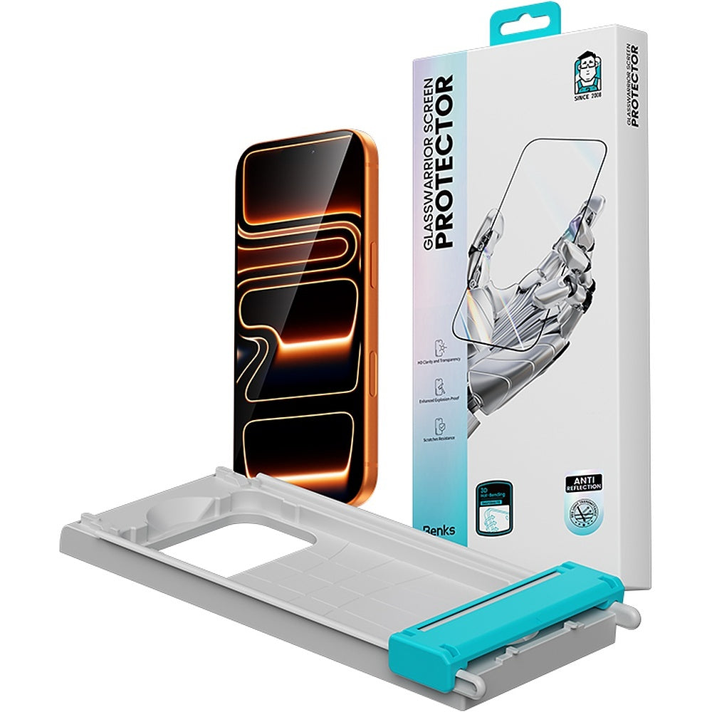 Displayschutzglas für iPhone 17 Pro Max, Benks Glass Warrior 2.0 AR-EZFita, Schwarzer Rahmen