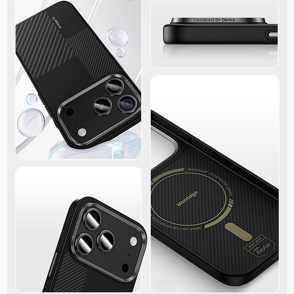 Handyhülle für iPhone 17 Pro Max, Benks Montage Armor Pro 600D+1500D, Schwarz