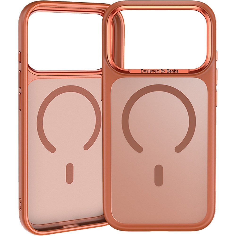 Handyhülle für iPhone 17 Pro, Benks Magnetic Mist Metal Frame, Orange