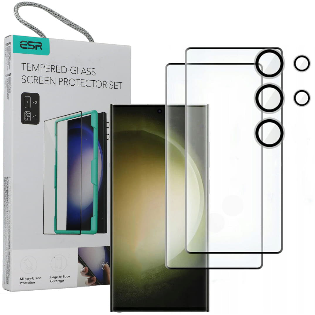 Gehärtetes Glas 2x für Bildschirm, 1x für Kamera für Galaxy S24 Ultra, ESR Protector Set