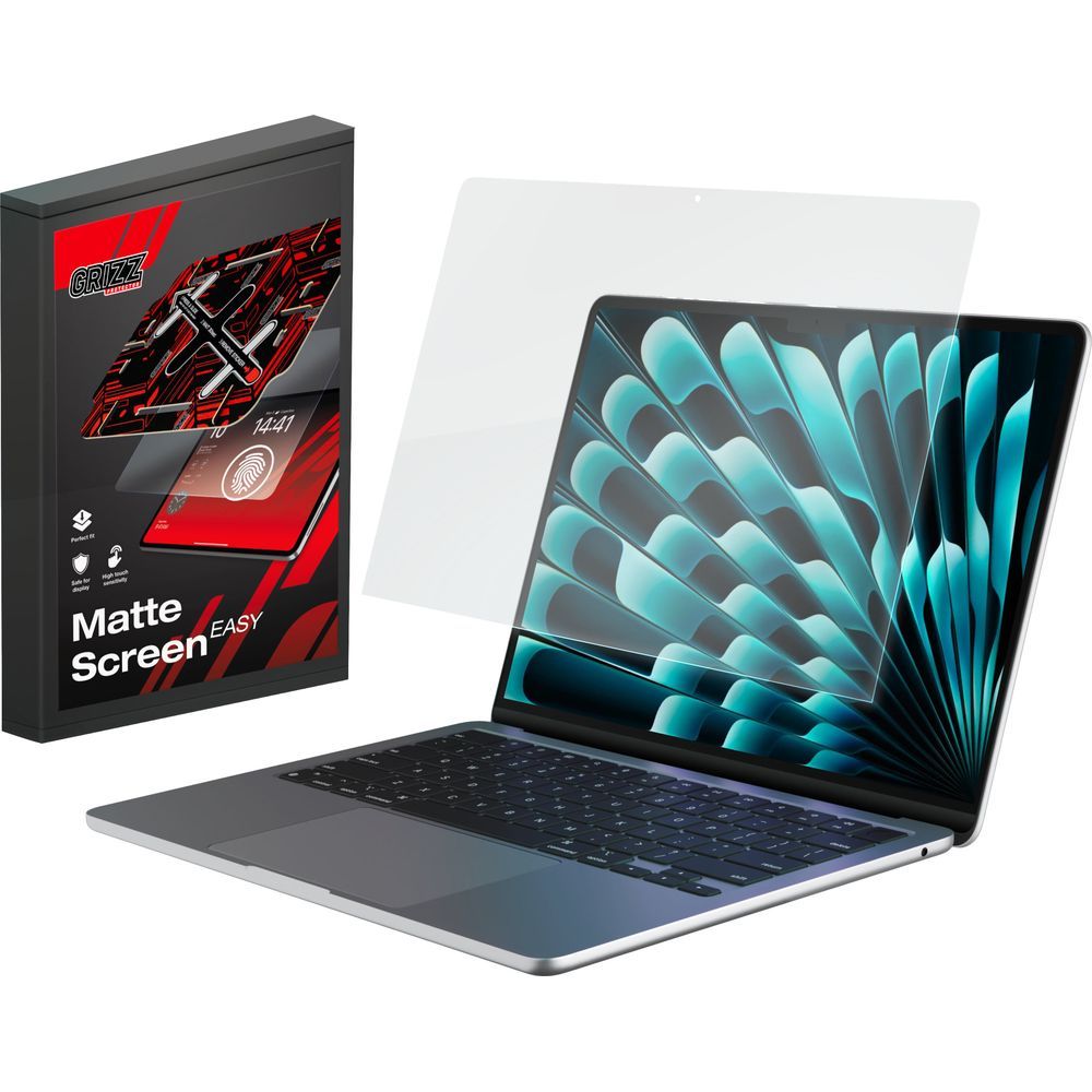 Bildschirmfolie für MacBook Air 13" M5 2026, Grizz MatteScreen Easy mit App-Rahmen