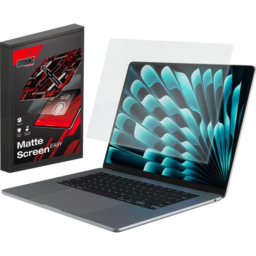 Bildschirmfolie für MacBook Air 15" M5 2026, Grizz MatteScreen Easy mit App-Rahmen