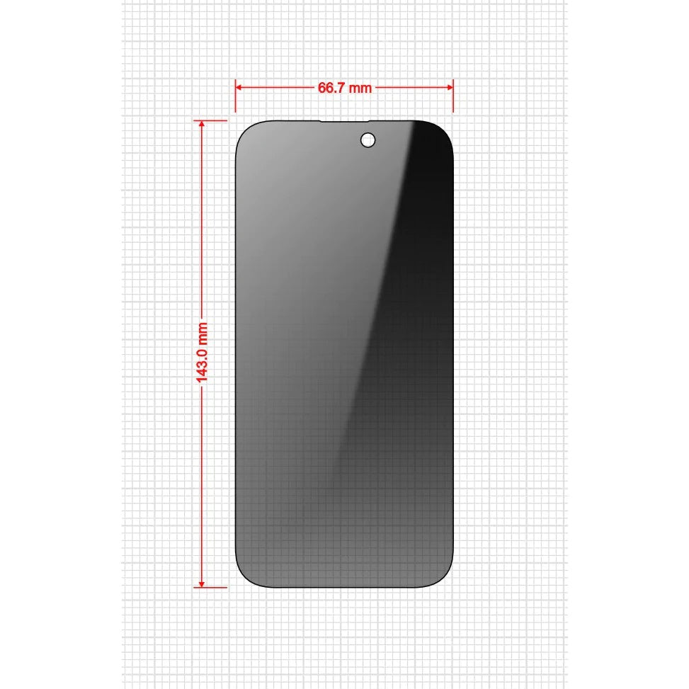 Hybrides Sichtschutzglas für iPhone 15 Pro, Grizz SecretGlass Easy mit Applikator, 2 Stück, Matt