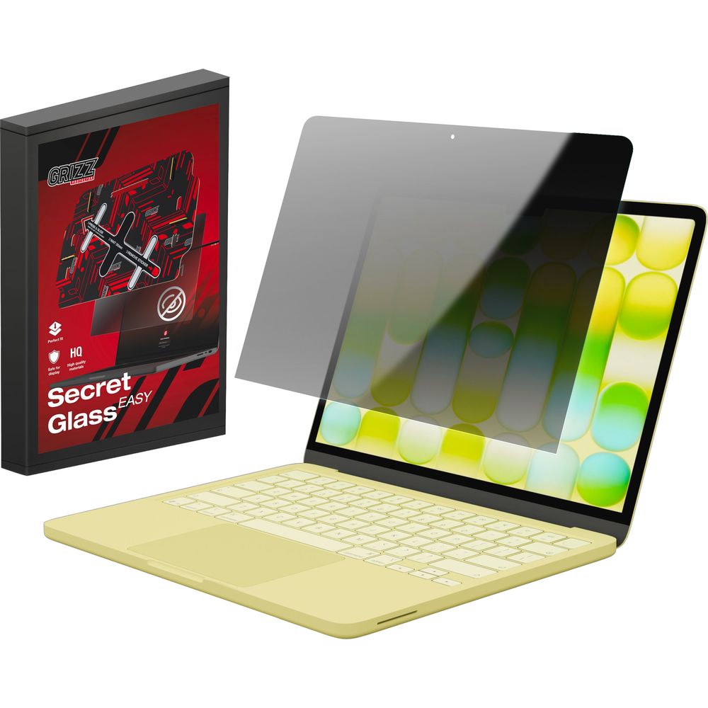 Hybrides Sichtschutzglas für MacBook Neo 13 A18 Pro 2026, Grizz SecretGlass Easy mit Applikator, Matt