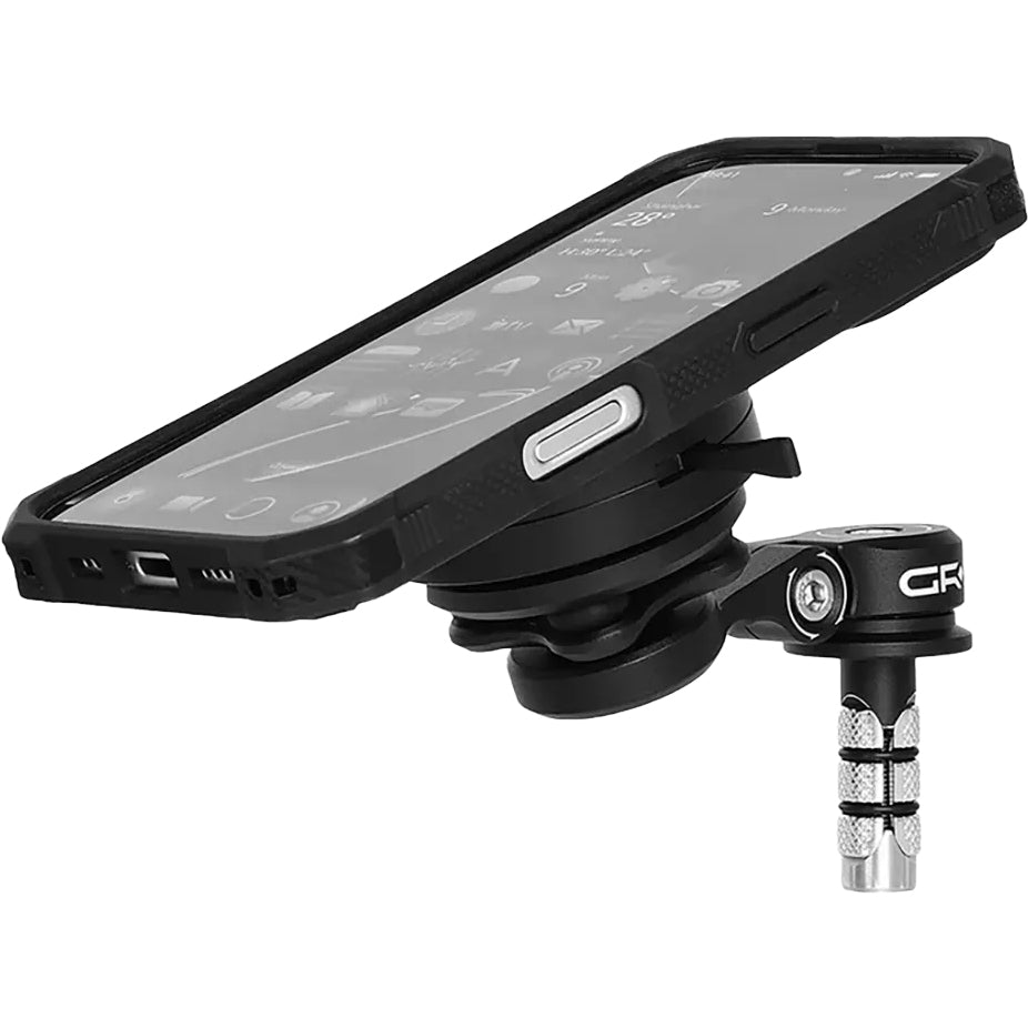 Fahrrad und Motorradhalterung für Smartphone für die Gabel, GRXPLORE GR-MT7, für Quick Mount, Schwarz