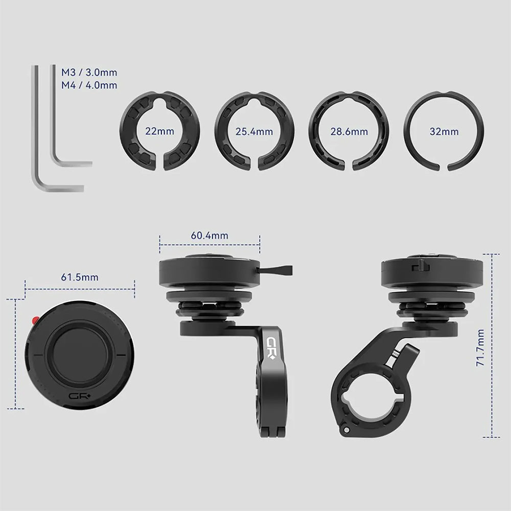 Fahrrad Motorrad Handyhalterung für Lenker, GRXPLORE GR-MT10, Quick Mount, Schwarz