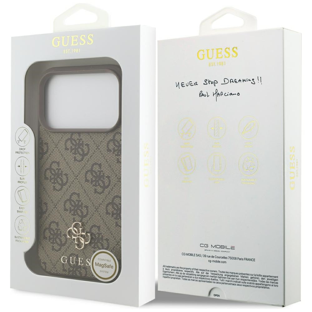 Handyhülle Guess 4G Small Classic Logo für iPhone 18 Pro / 17 Pro mit MagSafe, Braun