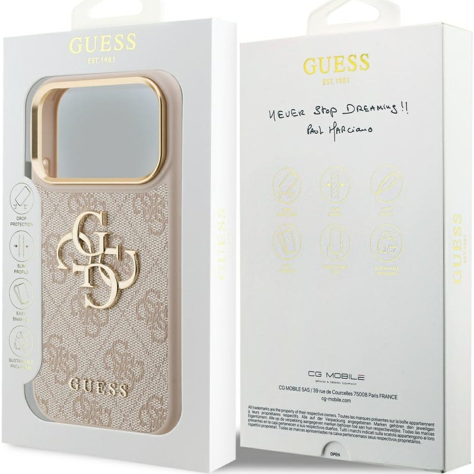 Handyhülle für iPhone 17 Pro, Guess Hardcase 4G Big 4G Classic Logo, Rosa