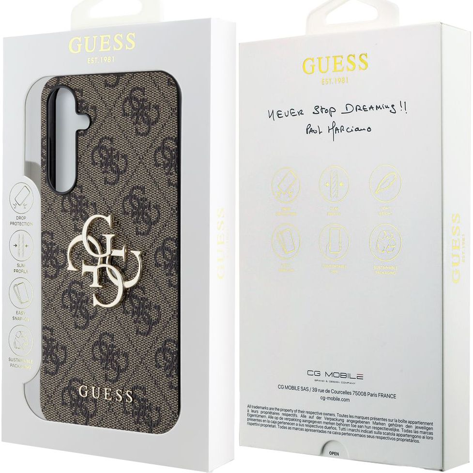 Schutzhülle für Galaxy A55, Guess HardCase 4G Big Metal Logo, Braun