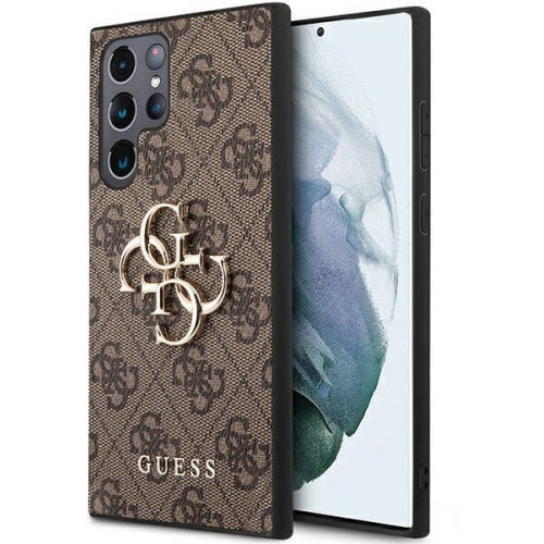 Schutzhülle Guess 4G Big Metal Logo für Galaxy S23 Ultra, Braun