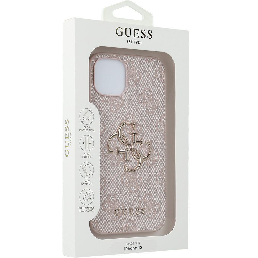 Handyhülle für iPhone 14 / 13, Guess Hardcase 4G Big Metal Logo, Rosa