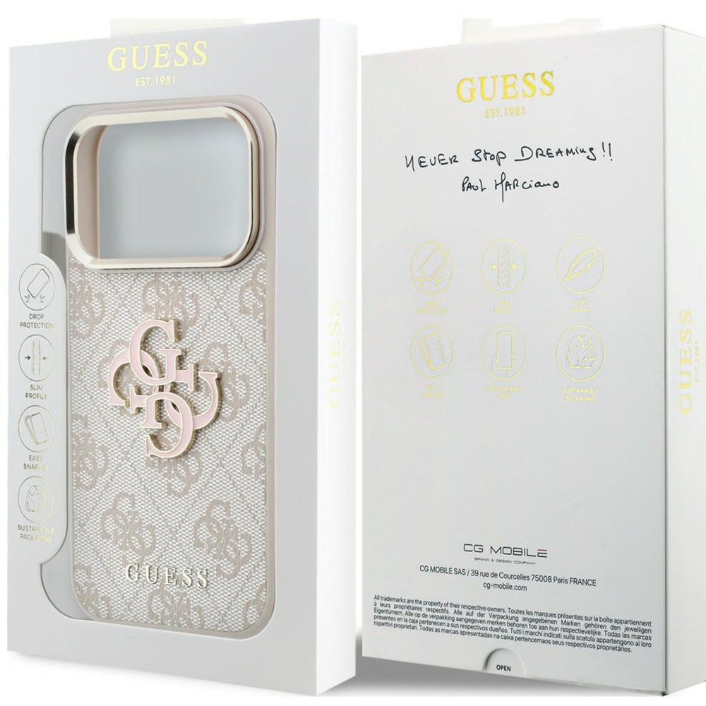 Handyhülle Guess Guess 4G Big Resin Logo für iPhone 17 Pro / 18 Pro, Rosa