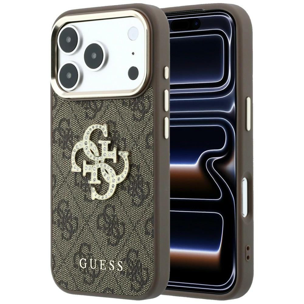 Handyhülle für iPhone 18 Pro / 17 Pro, Guess 4G Big Strass Logo 4G Classic Logo, Braun