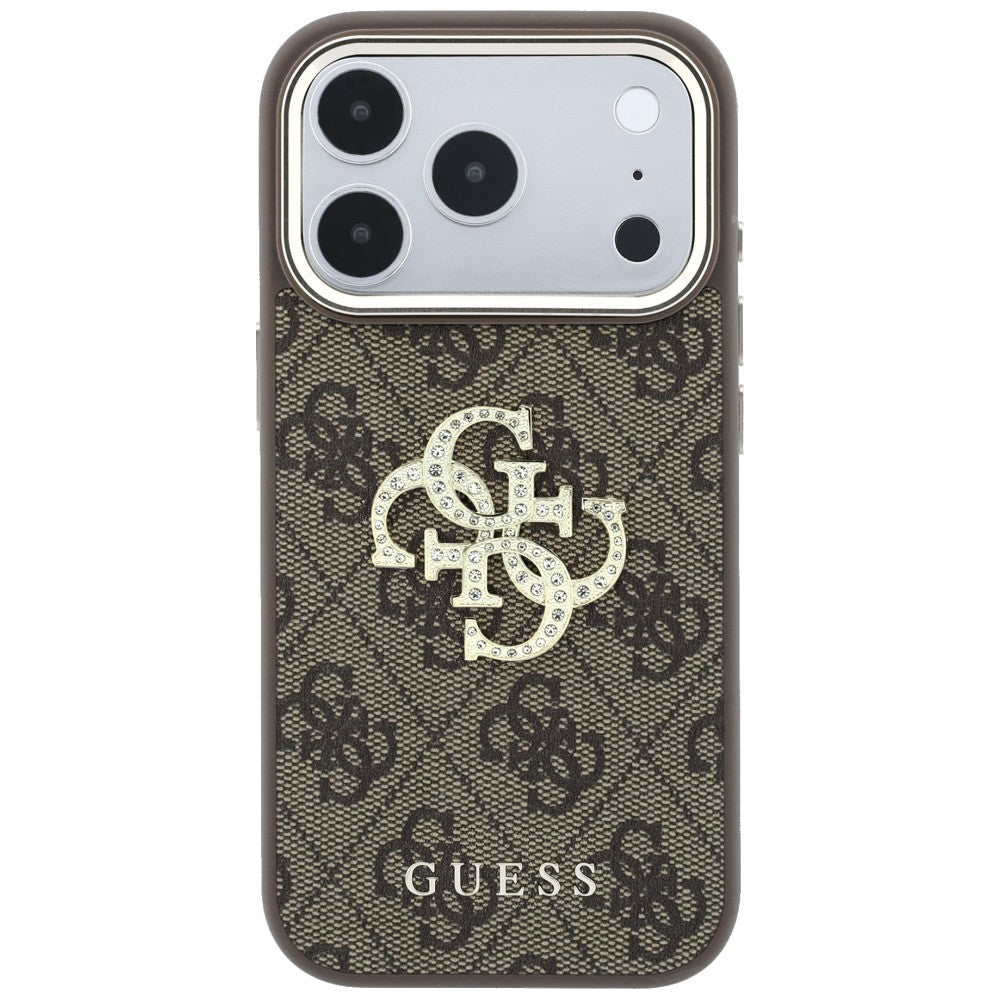 Handyhülle für iPhone 18 Pro / 17 Pro, Guess 4G Big Strass Logo 4G Classic Logo, Braun