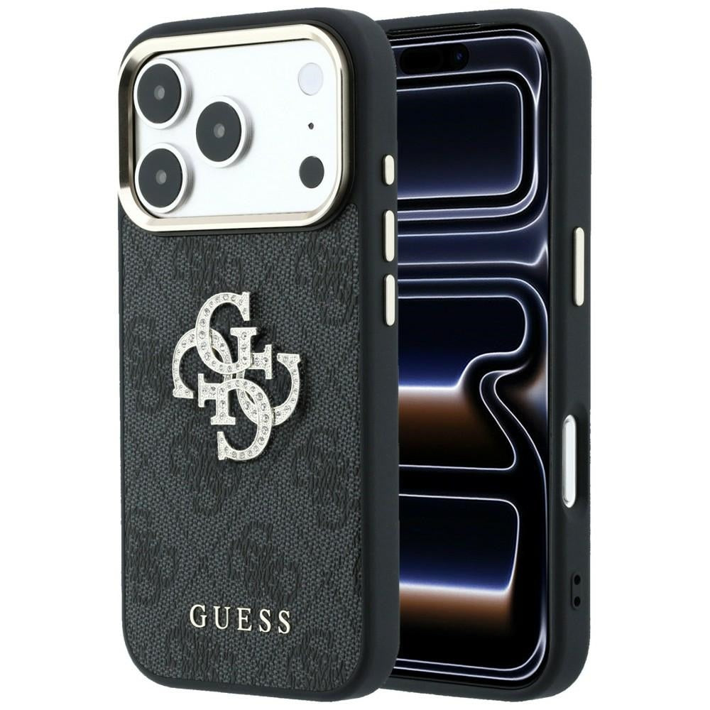 Handyhülle für iPhone 18 Pro / 17 Pro, Guess 4G Big Strass Logo 4G Classic Logo, Schwarz