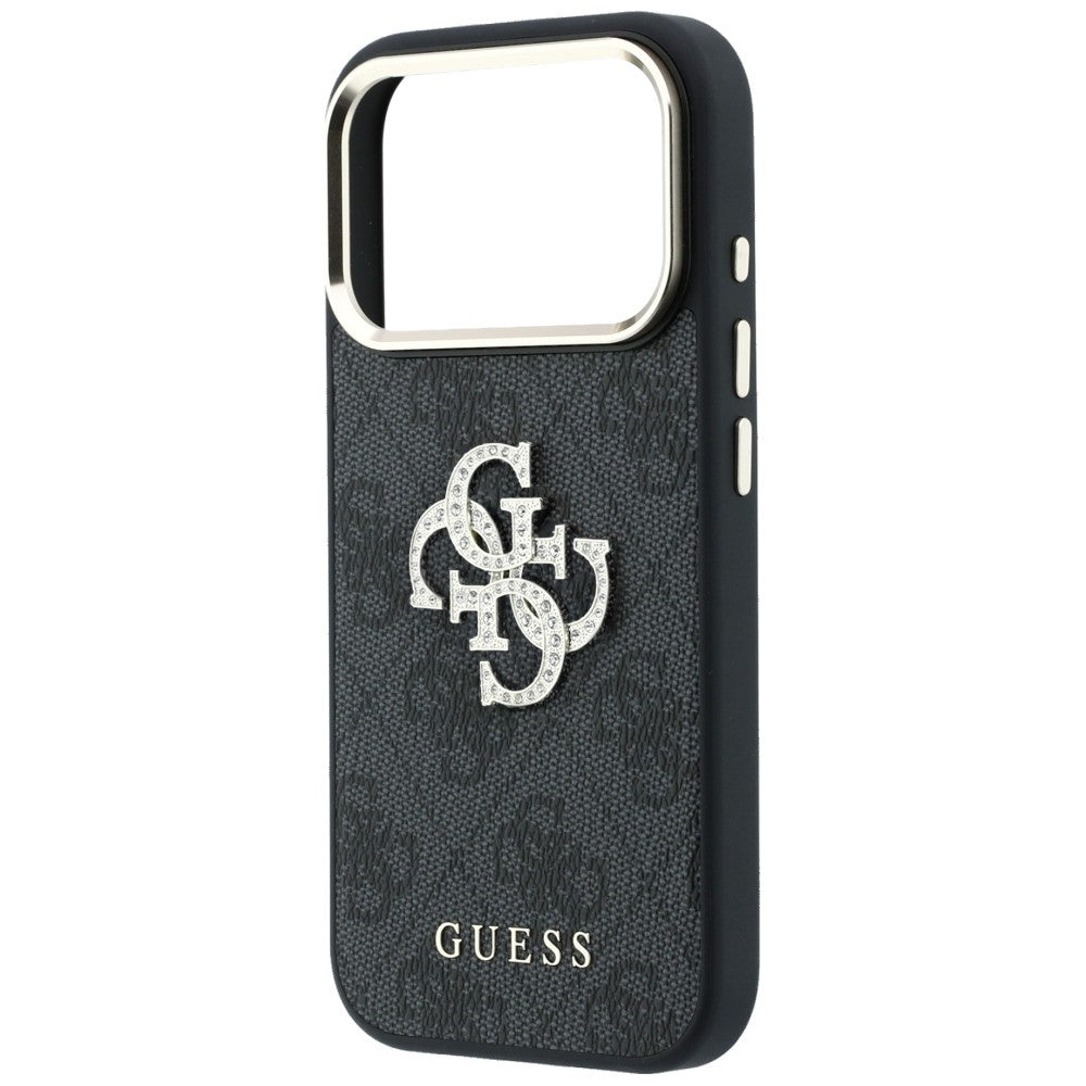 Handyhülle für iPhone 18 Pro / 17 Pro, Guess 4G Big Strass Logo 4G Classic Logo, Schwarz